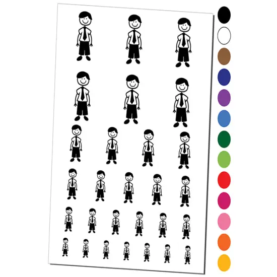 Stick Figure Man Dad Temporary Tattoo Water Resistant Fake Body Art Set Collection Purple {1}