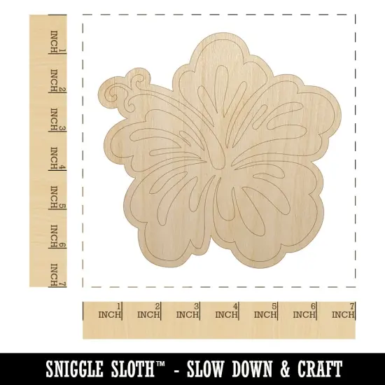 Pretty Hibiscus Flower Tropical Unfinished Wood Shape Piece Cutout for DIY Craft Projects {1}