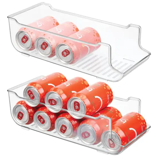 mDesign Pop/Soda Can Storage Dispenser Bin for Fridge, Pantry, 2 Pack - Clear {1}