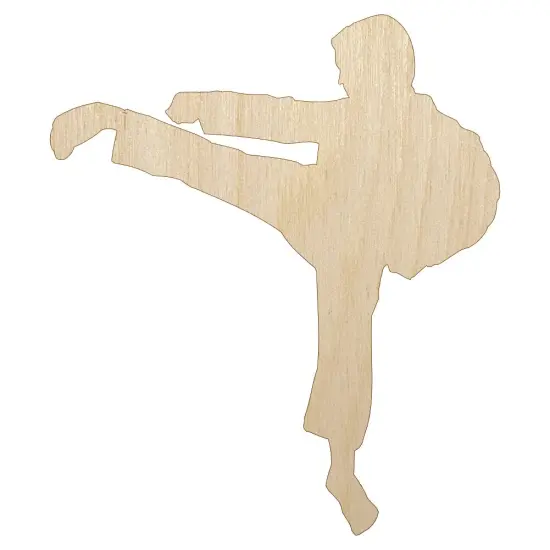Martial Arts Karate Kick Solid Unfinished Wood Shape Piece Cutout for DIY Craft Projects {1}