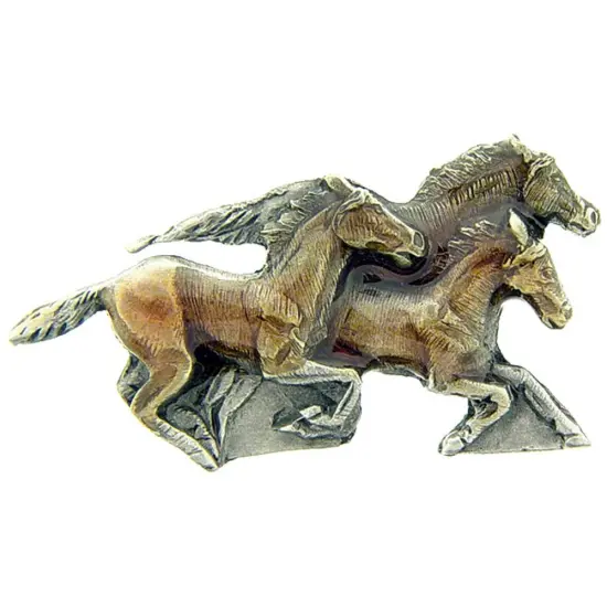 Three Running Horses Pin 1" {1}