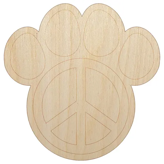 Paw Print Dog Cat Peace Sign Unfinished Wood Shape Piece Cutout for DIY Craft Projects {7}