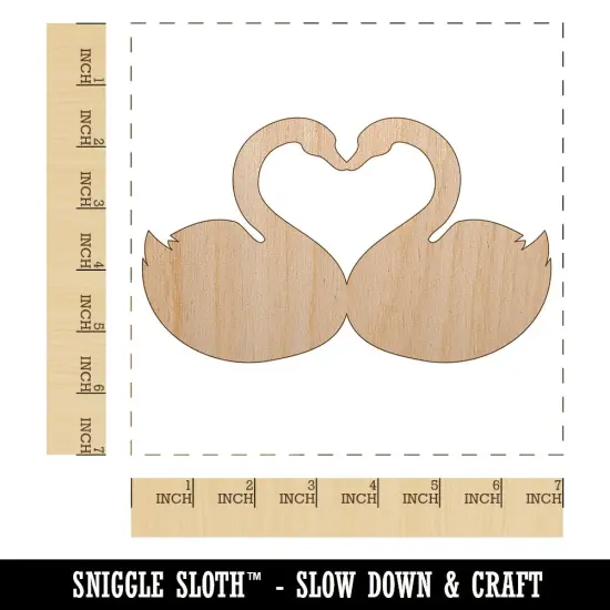 Kissing Swans Forming a Heart Unfinished Wood Shape Piece Cutout for DIY Craft Projects {1}