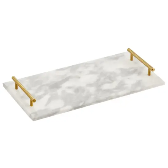 mDesign Marble Serving Tray Board with Handles for Entertaining {4}