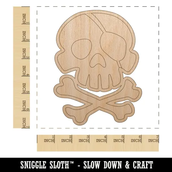 Pirate Skull and Crossbones Jolly Roger Unfinished Wood Shape Piece Cutout for DIY Craft Projects {1}