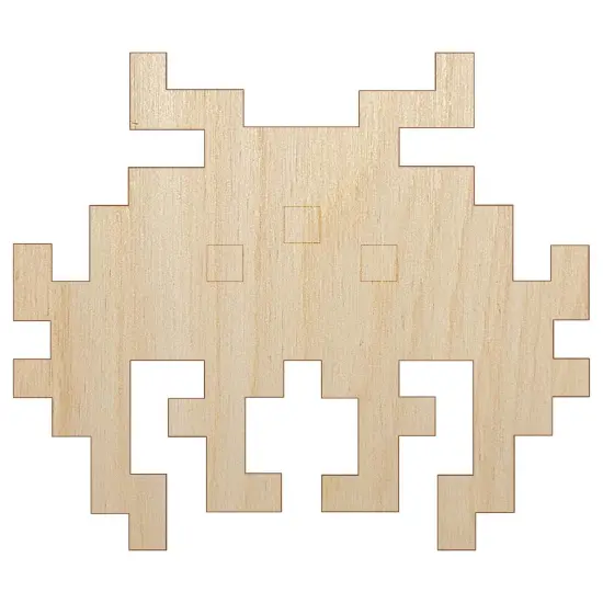 Retro Invaders from Space Bug Alien Unfinished Wood Shape Piece Cutout for DIY Craft Projects {7}