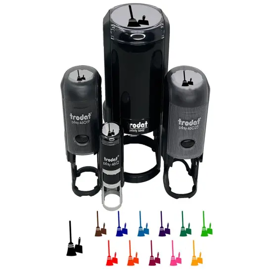 Broom and Dustpan Cleaning Self-Inking Rubber Stamp for Stamping Crafting Planners Lime Green {7}