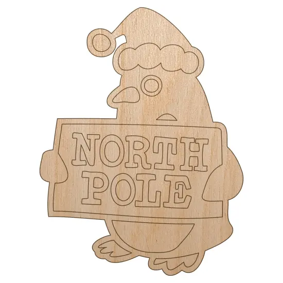 Christmas Penguin Going to North Pole Unfinished Wood Shape Piece Cutout for DIY Craft Projects {2}