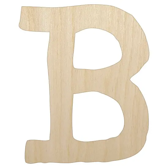Letter B Uppercase Cute Typewriter Font Unfinished Wood Shape Piece Cutout for DIY Craft Projects {1}