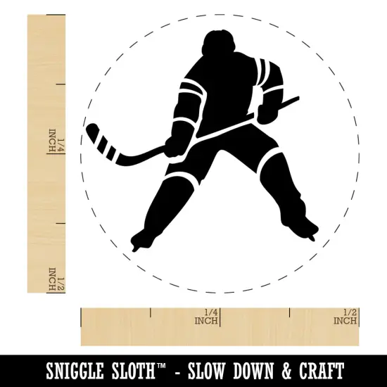 Hockey Player Holding Hockey Stick Self-Inking Rubber Stamp Ink Stamper for Stamping Crafting Planners Green {1}