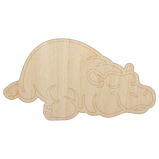 Lazy Hippo Hippopotamus Cute Unfinished Wood Shape Piece Cutout for DIY Craft Projects {7}