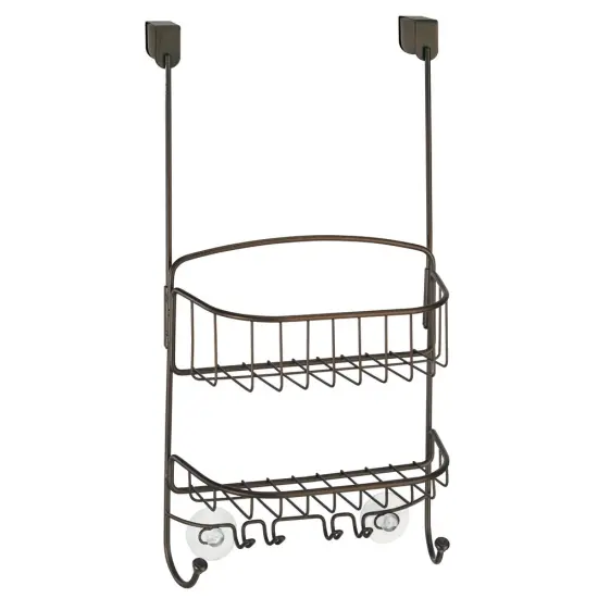 mDesign Steel Portable Over Door Hanging Shower Caddy Storage Organizer {4}