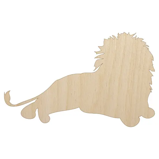 Lion Resting Solid Unfinished Wood Shape Piece Cutout for DIY Craft Projects {1}