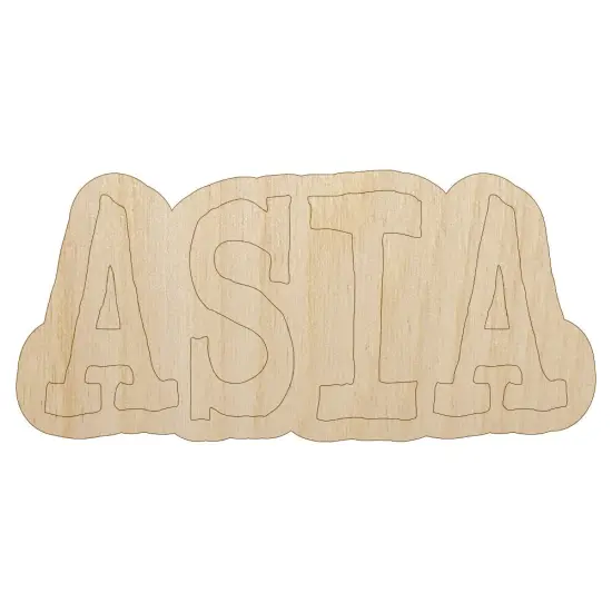 Asia Fun Text Unfinished Wood Shape Piece Cutout for DIY Craft Projects {1}
