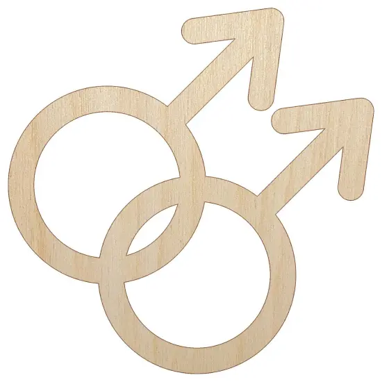 Doubled Male Sign Gay Gender Symbol Unfinished Wood Shape Piece Cutout for DIY Craft Projects {7}