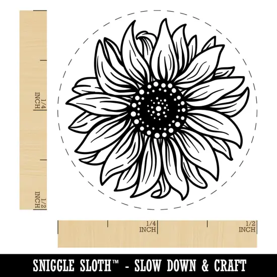 Fancy Blooming Sunflower Flower Self-Inking Rubber Stamp for Stamping Crafting Planners Fuchsia {1}