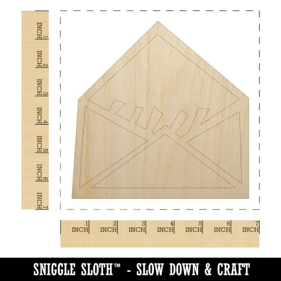 Envelope Letter Mail Doodle Unfinished Wood Shape Piece Cutout for DIY Craft Projects {1}