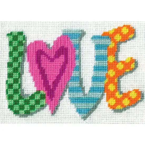 Design Works Needlepoint Kit 7"X5"-Love-Stitched In Yarn {2}