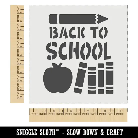 Back to School Pencil Apple Books Wall Cookie DIY Craft Reusable Stencil {1}