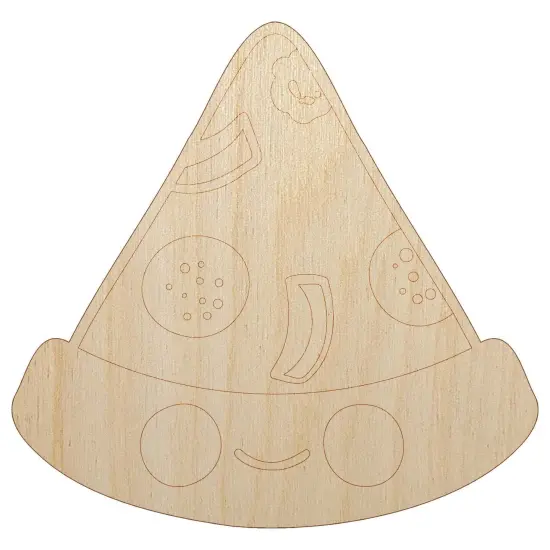 Deliciously Kawaii Chibi Pizza Slice Unfinished Wood Shape Piece Cutout for DIY Craft Projects {7}