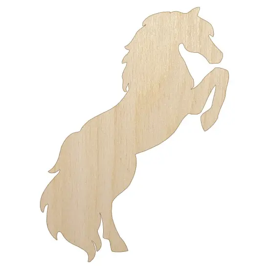 Horse Rearing on Hind Legs Solid Unfinished Wood Shape Piece Cutout for DIY Craft Projects {1}