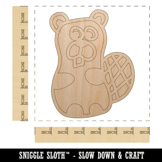 Silly Beaver Doodle Unfinished Wood Shape Piece Cutout for DIY Craft Projects {1}
