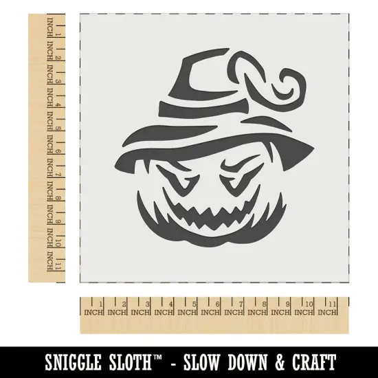 Jack-O'-Lantern Pumpkin Wearing Witch Hat Halloween Wall Cookie DIY Craft Reusable Stencil {1}