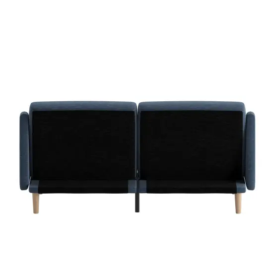Merrick Lane Niklas Mid Century Modern Split-Back Sofa Futon with 3 Recline Positions Navy {4}