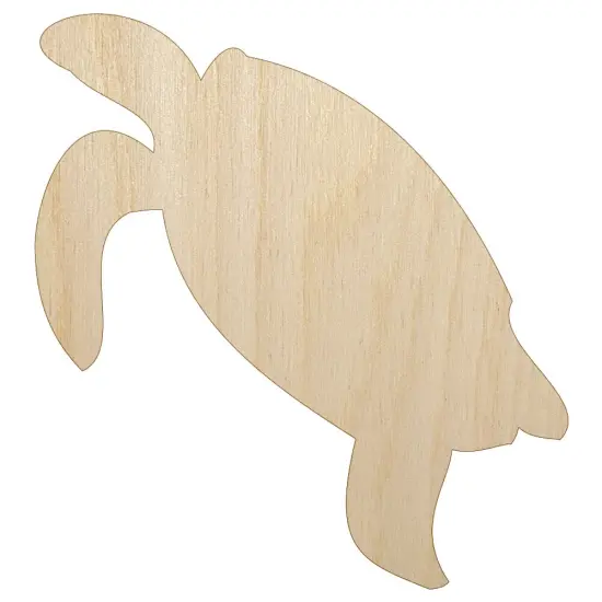 Turtle Swimming Solid Unfinished Wood Shape Piece Cutout for DIY Craft Projects {1}