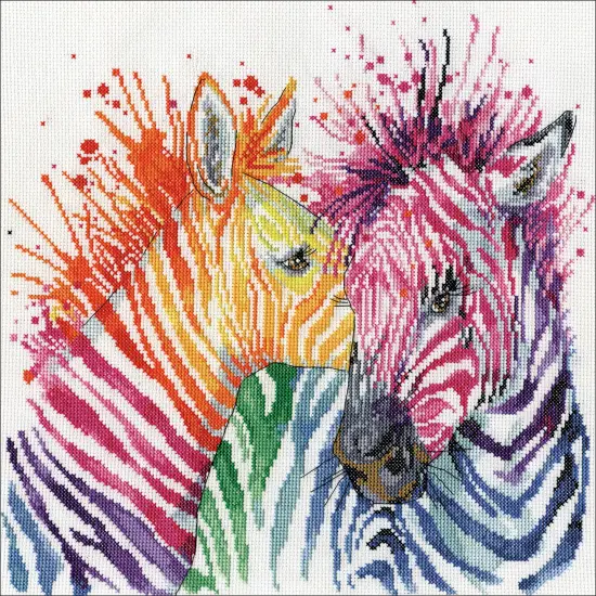 Design Works Counted Cross Stitch Kit 12"X12"-Colorful Zebras {3}