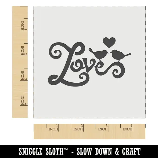 Love Birds on Text with Heart Wall Cookie DIY Craft Reusable Stencil {6}