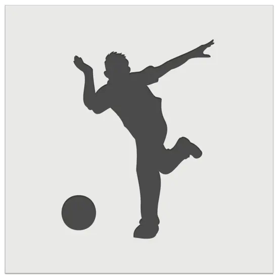 Man Bowler Bowling Ball Front View Wall Cookie DIY Craft Reusable Stencil {7}