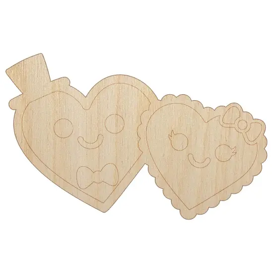 Heart Couple Love Anniversary Valentine's Day Unfinished Wood Shape Piece Cutout for DIY Craft Projects {7}