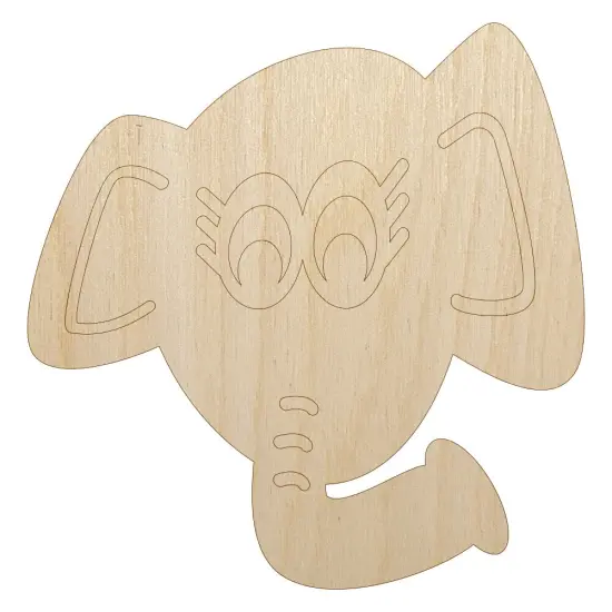 Elegant Elephant Face Unfinished Wood Shape Piece Cutout for DIY Craft Projects {1}