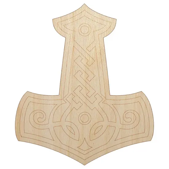 Mjolnir Symbol Norse Viking Hammer of Thor Unfinished Wood Shape Piece Cutout for DIY Craft Projects {7}
