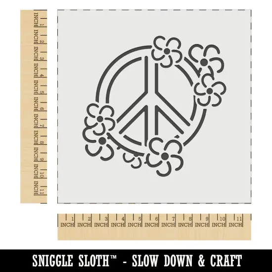 Peace Sign Surrounded by Flowers Wall Cookie DIY Craft Reusable Stencil {1}