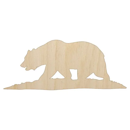 California Flag Bear Solid Unfinished Wood Shape Piece Cutout for DIY Craft Projects {1}
