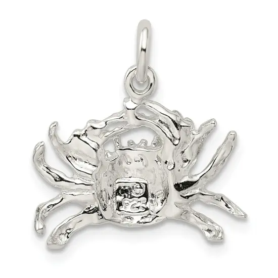 Sterling Silver Crab Charm Pendant Cancer Jewelry 17mm x 22mm {4}