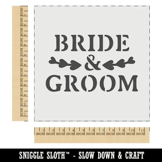 Bride & Groom Heart Leaf Details Wall Cookie DIY Craft Reusable Stencil {1}