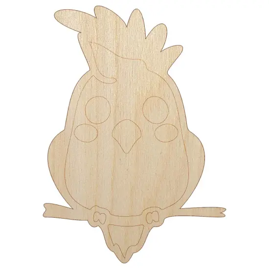 Precious Kawaii Chibi Sulphur-Crested Cockatoo Unfinished Wood Shape Piece Cutout for DIY Craft Projects {7}