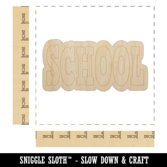 School Fun Text Unfinished Wood Shape Piece Cutout for DIY Craft Projects {1}