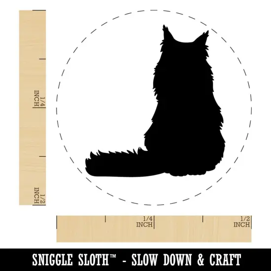 Sitting Maine Coon Cat Self-Inking Rubber Stamp Ink Stamper for Stamping Crafting Planners Lime Green {1}