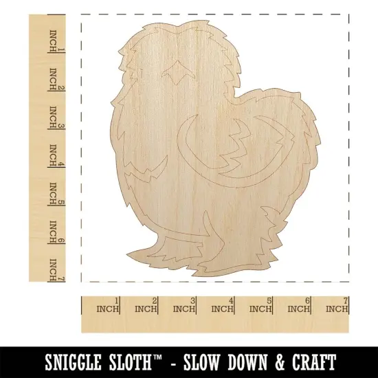 Fluffy Silkie Chicken Unfinished Wood Shape Piece Cutout for DIY Craft Projects {1}