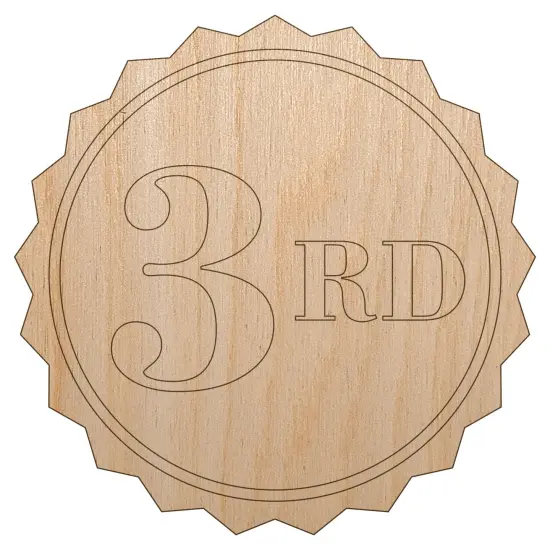 Third 3rd Place Circle Award Unfinished Wood Shape Piece Cutout for DIY Craft Projects {7}