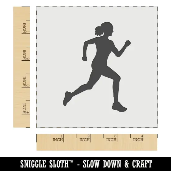 Woman Running Marathon Cardio Exercise Wall Cookie DIY Craft Reusable Stencil {7}