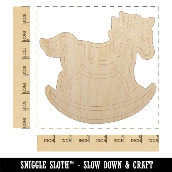 Wooden Rocking Rocker Horse Unfinished Wood Shape Piece Cutout for DIY Craft Projects {1}