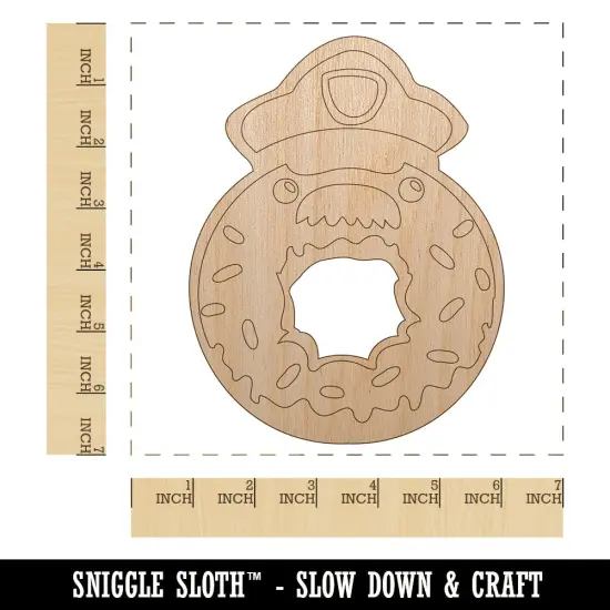 Police Officer Donut Unfinished Wood Shape Piece Cutout for DIY Craft Projects {1}
