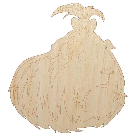 Cute Silkie Guinea Pig with Bow Unfinished Wood Shape Piece Cutout for DIY Craft Projects {7}