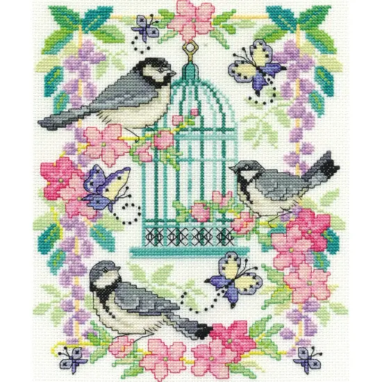 DMC Counted Cross Stitch Kit 8"X10"-Oriental Birdcage {2}