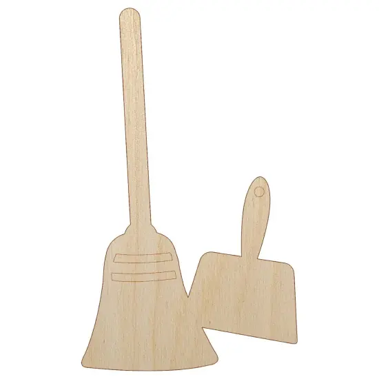 Broom and Dustpan Cleaning Unfinished Wood Shape Piece Cutout for DIY Craft Projects {7}